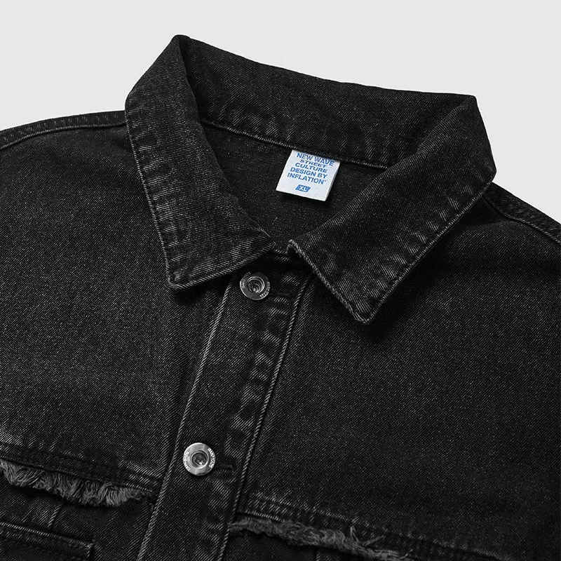 Frayed Bleached Denim Short  Jacket