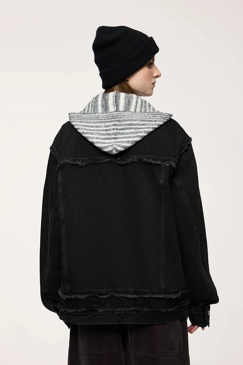 Frayed Bleached Denim Short  Jacket
