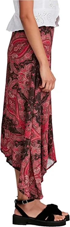 Free People Womens A The Shore Print A-Line Midi Skirt Red 0