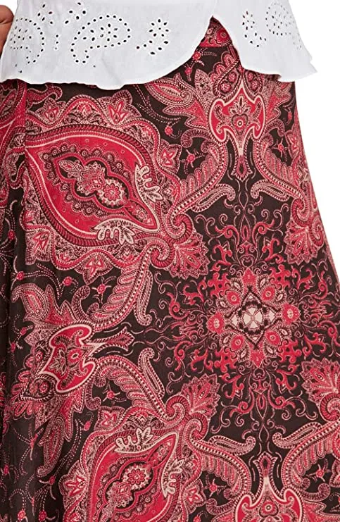 Free People Womens A The Shore Print A-Line Midi Skirt Red 0