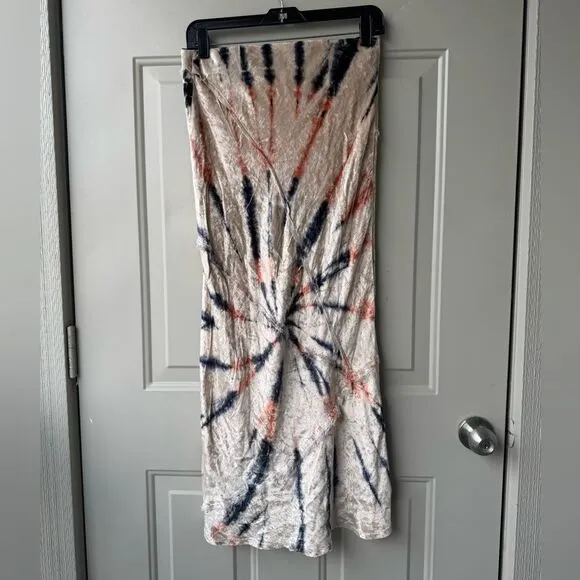 Free People Swagger Tie Dye Velvet Midi Skirt Sz S High Waist Boho Whimsigoth