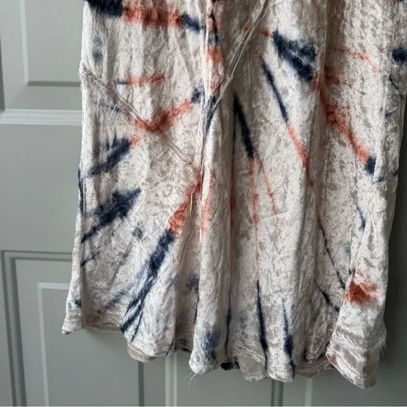 Free People Swagger Tie Dye Velvet Midi Skirt Sz S High Waist Boho Whimsigoth