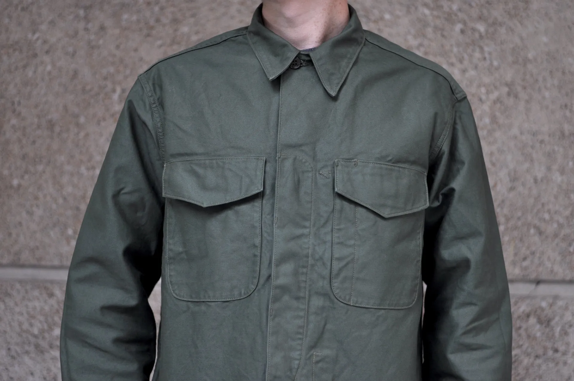 Freewheelers Military Back Satin "Combat Utility Jacket" (Olive Green)
