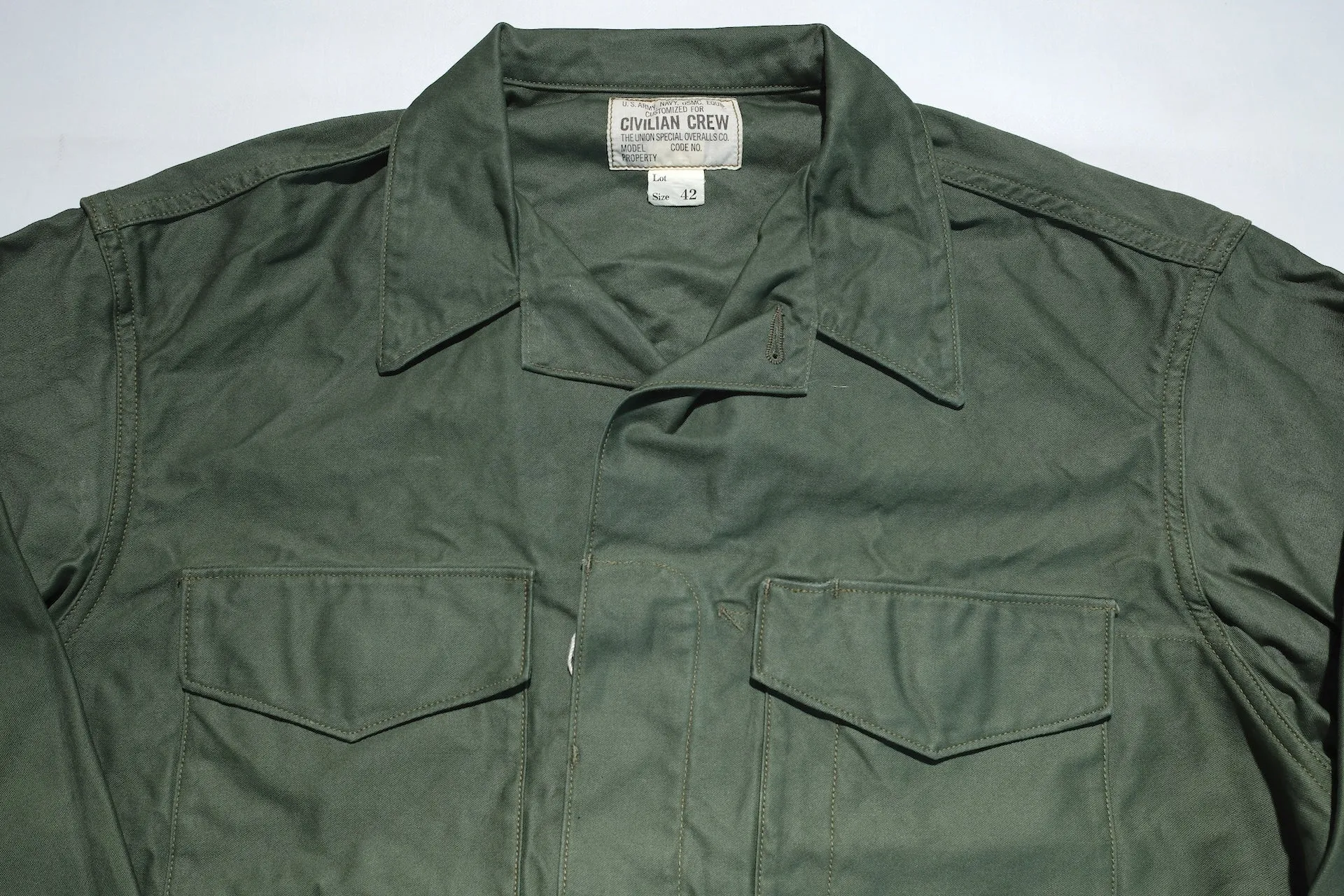 Freewheelers Military Back Satin "Combat Utility Jacket" (Olive Green)
