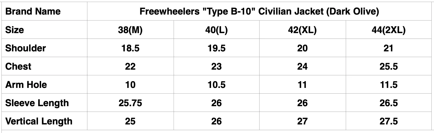 Freewheelers "Type B-10" Civilian Jacket (Dark Olive)