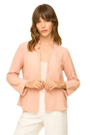 FRINGED EDGE CROP BOUCLE TERRY JACKET
