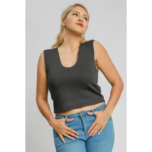 Full Size Scoop Neck Cropped Tank- Plus Size