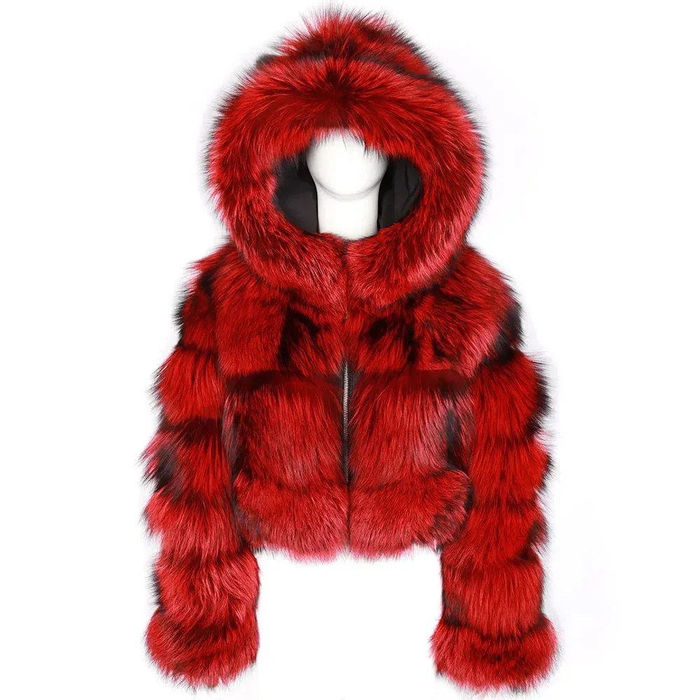 Furry Cropped Faux Fur Coats Jackets Women Fluffy Top Coat Hooded Straight Short Winter Fur Jacket Fashion Streetwear New