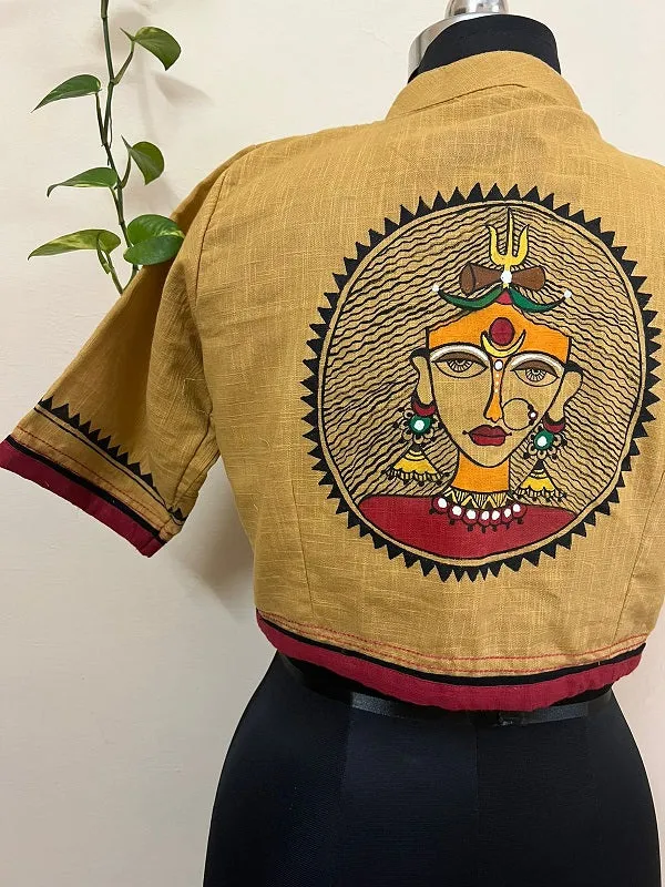 Gaura Shivpriya Handpainted  Dark Beige Blouse