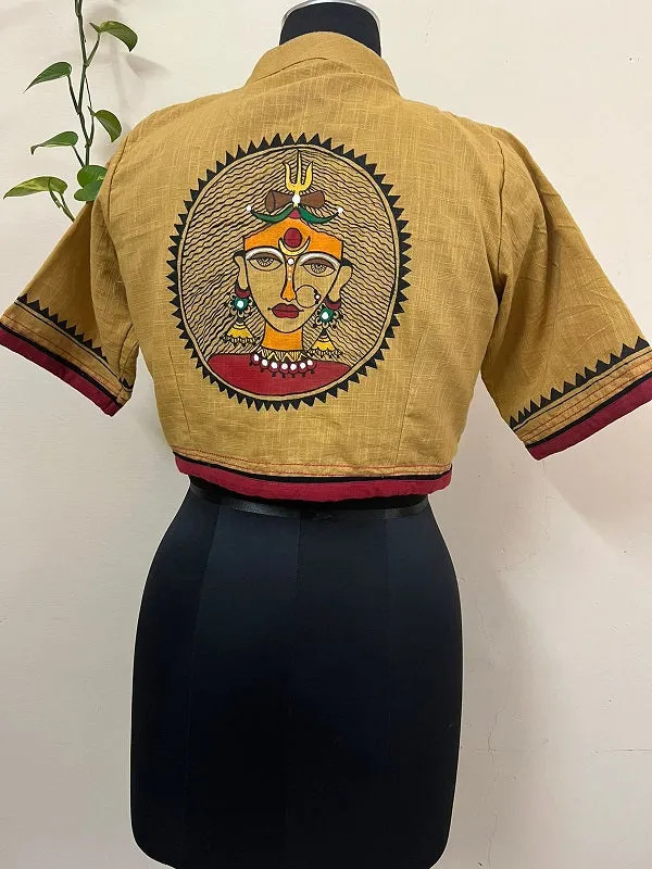 Gaura Shivpriya Handpainted  Dark Beige Blouse