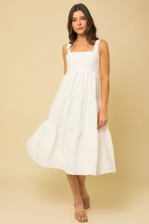 Gilli Textured Striped Smocked Back Midi Dress
