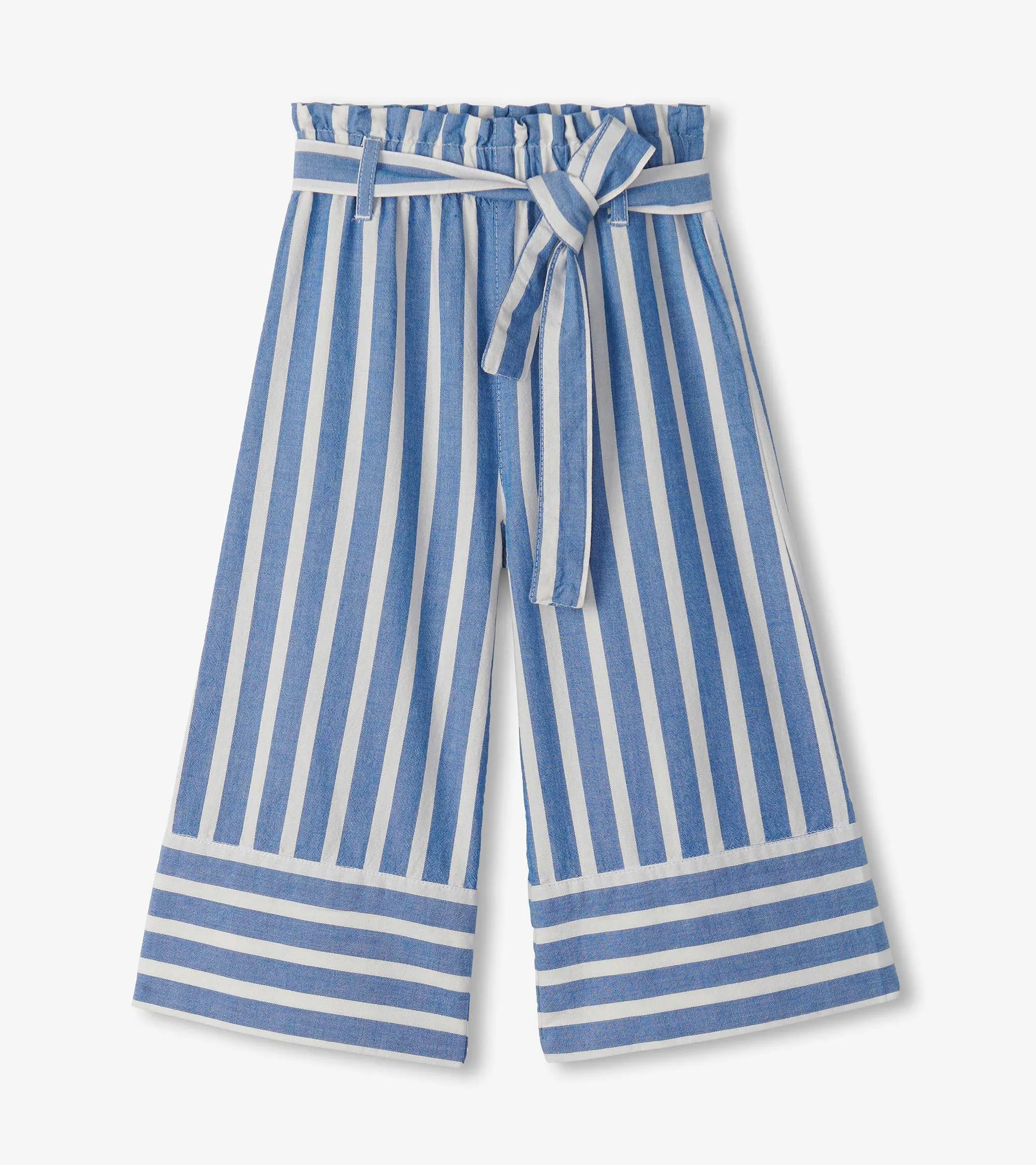 Girls Powder Stripes Cropped Paperbag Pants