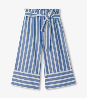 Girls Powder Stripes Cropped Paperbag Pants