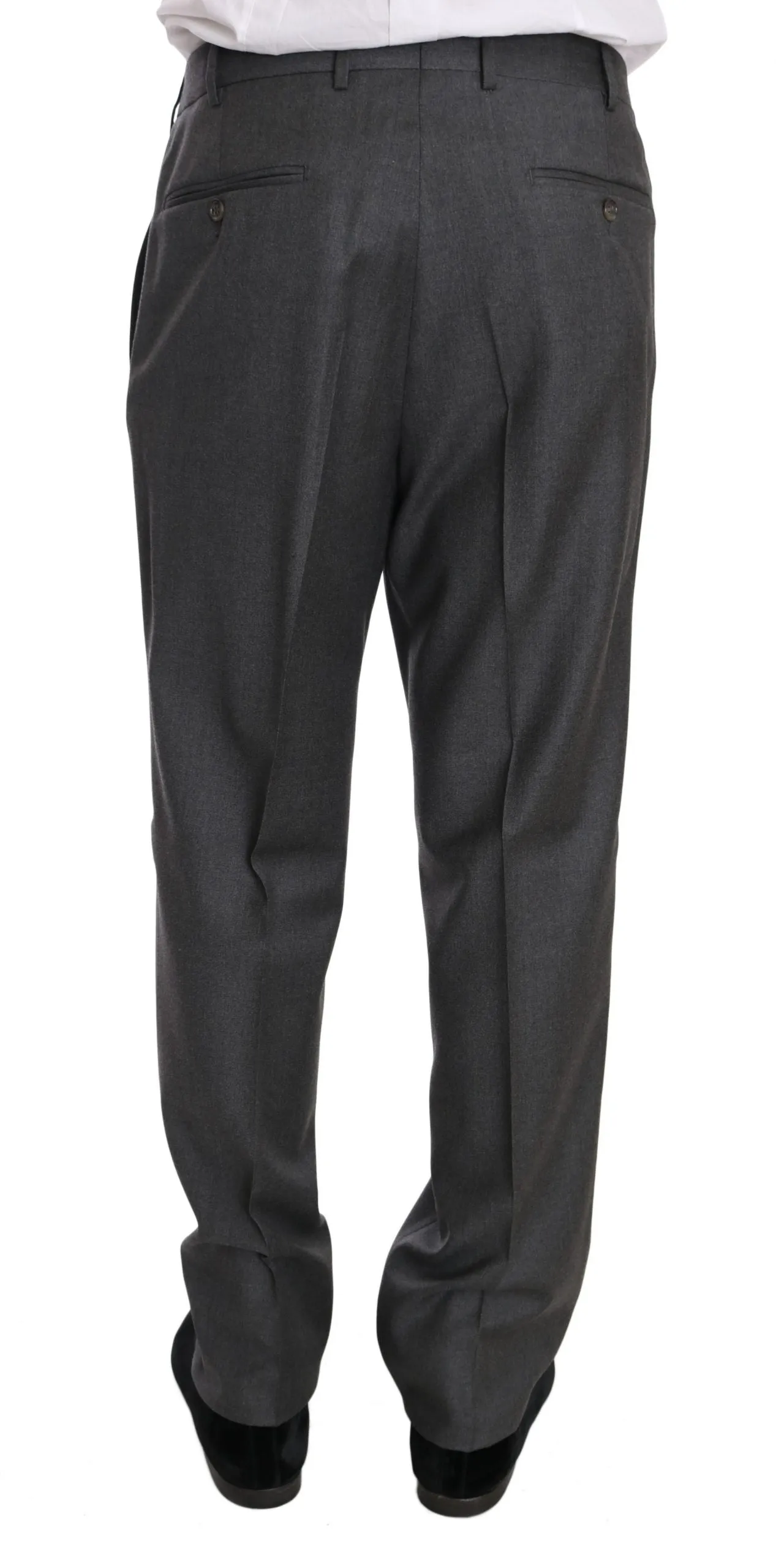 Gray Solid 2 Piece 3 Button Wool Suit