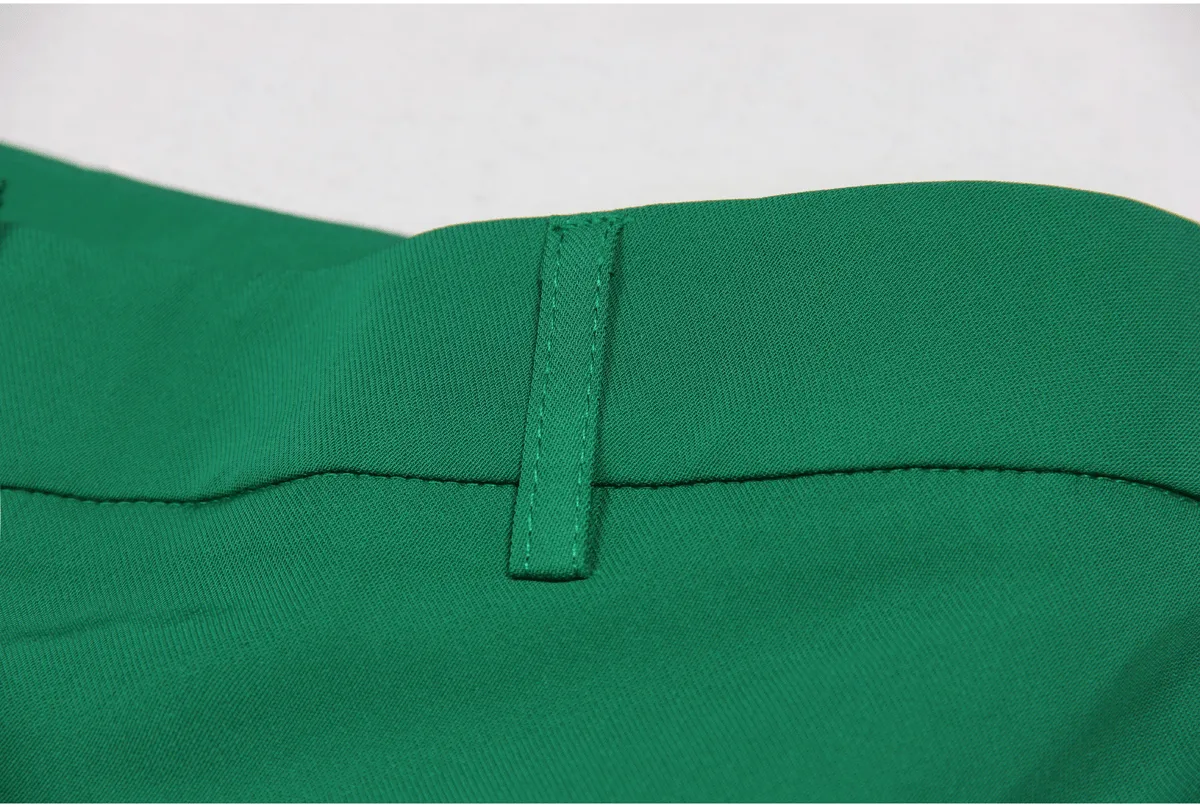 Green 2 Piece Double Breasted Satin Collar Business Casual Slim Fit Women's Suit