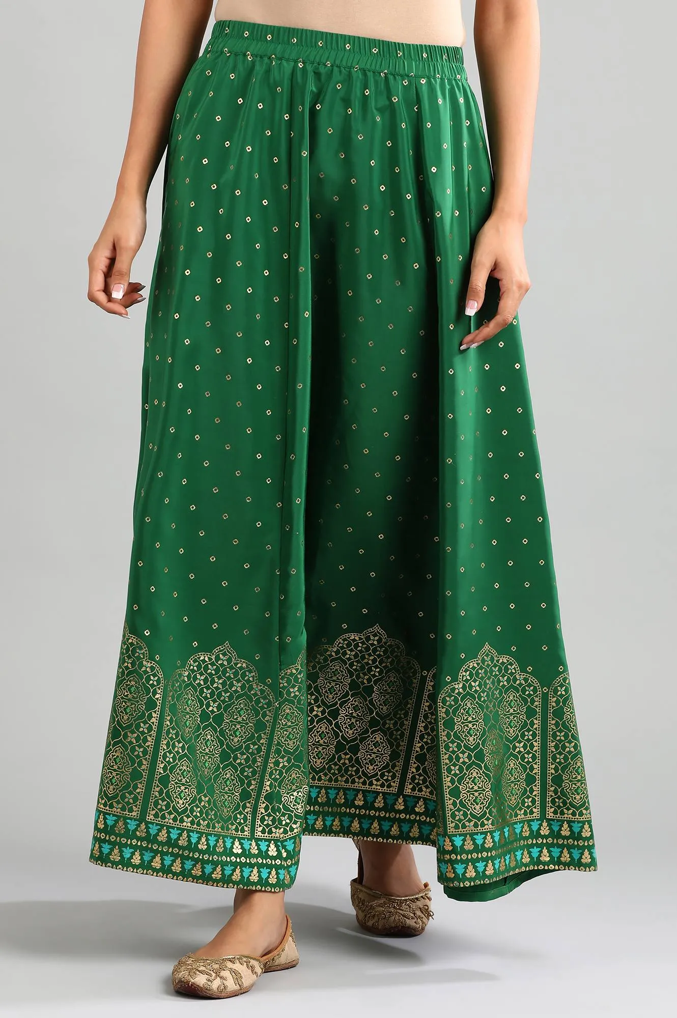 Green Printed Skirt
