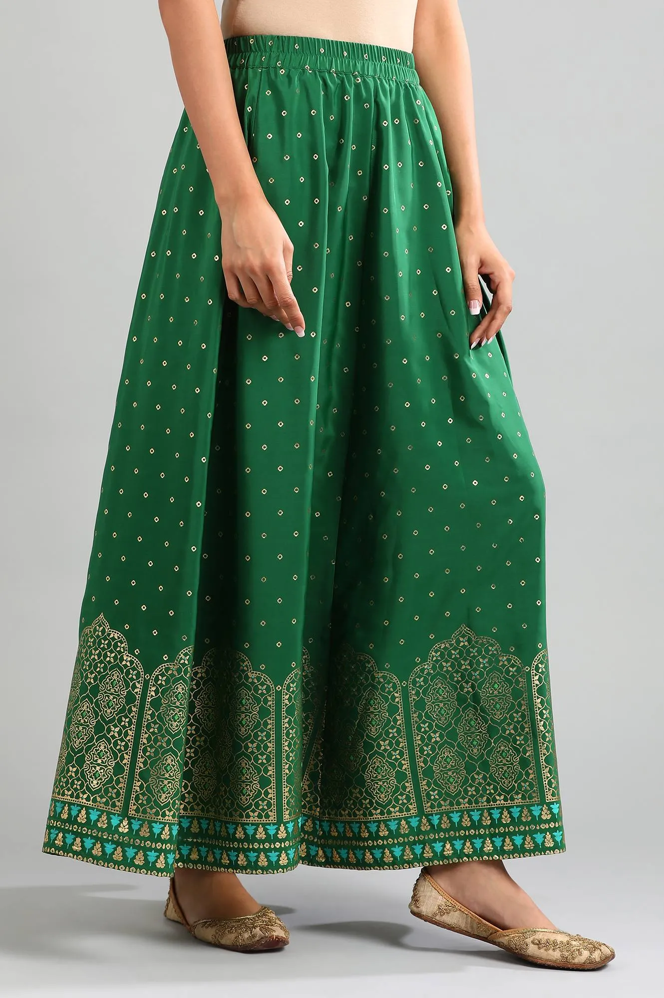Green Printed Skirt