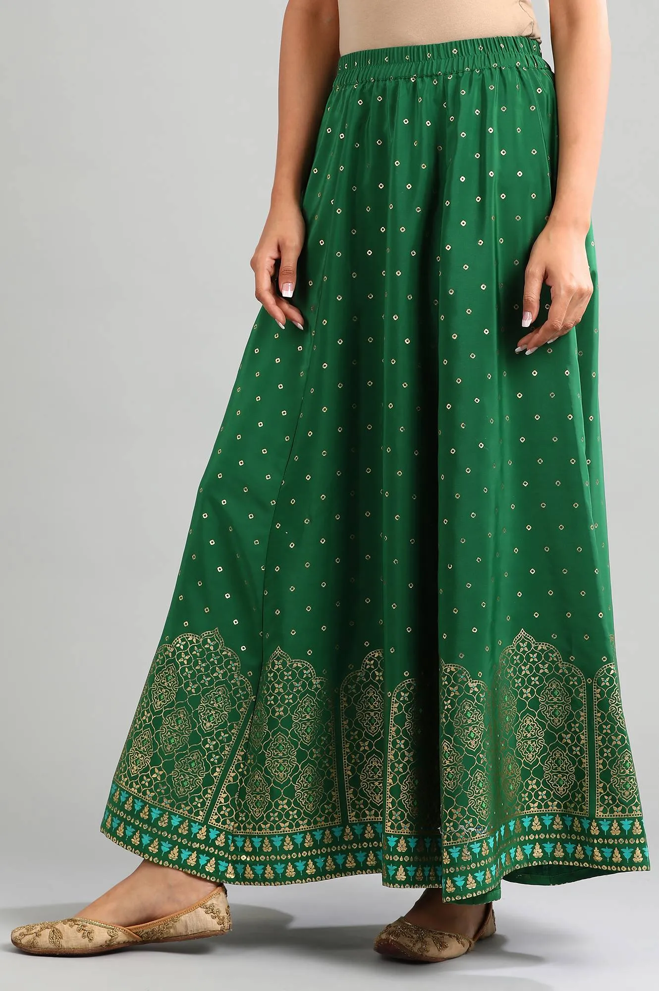 Green Printed Skirt