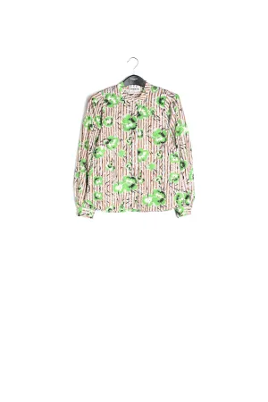 Green puffed-sleeve top