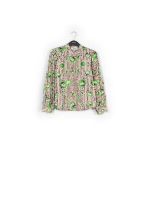 Green puffed-sleeve top