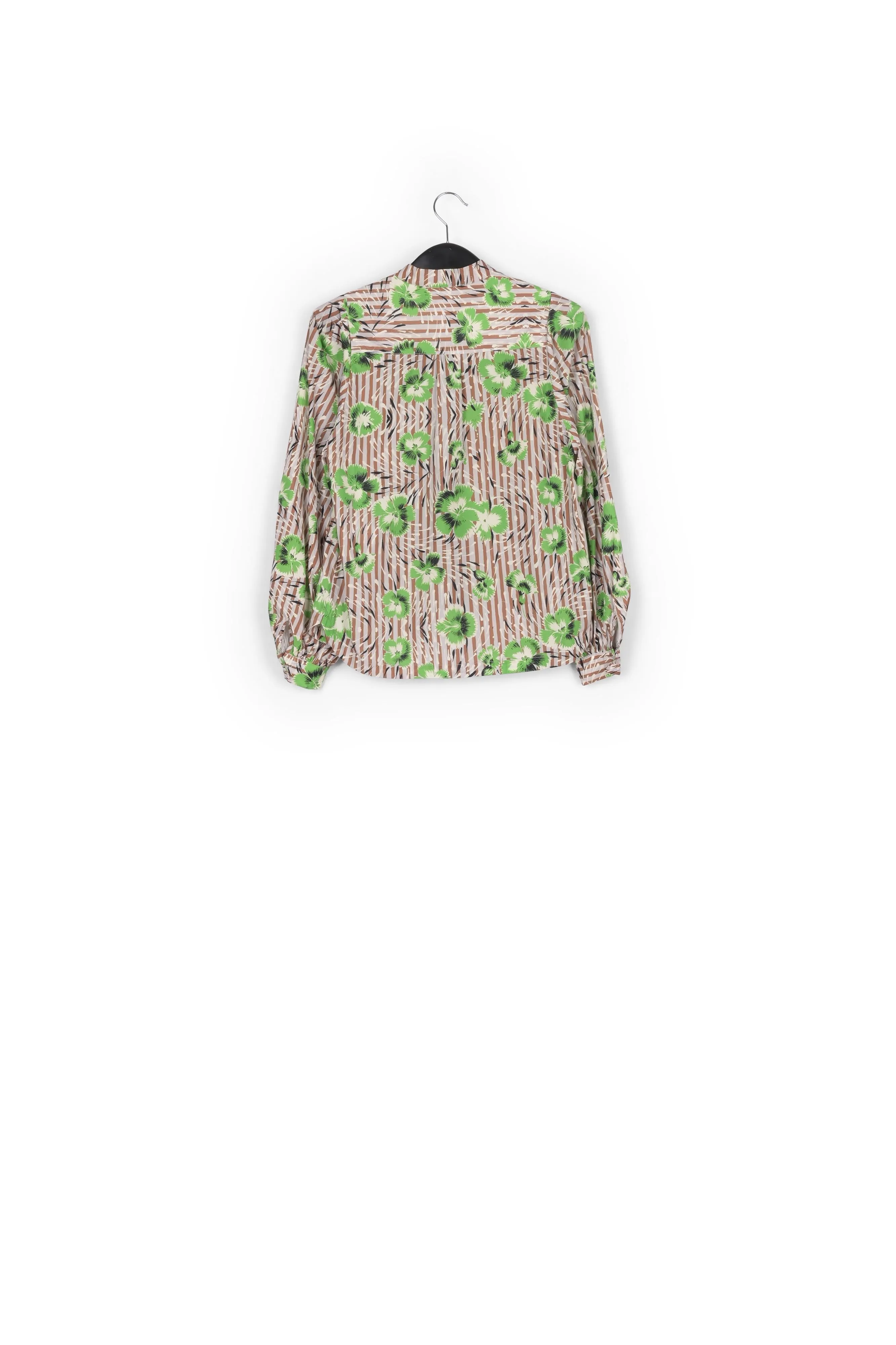 Green puffed-sleeve top