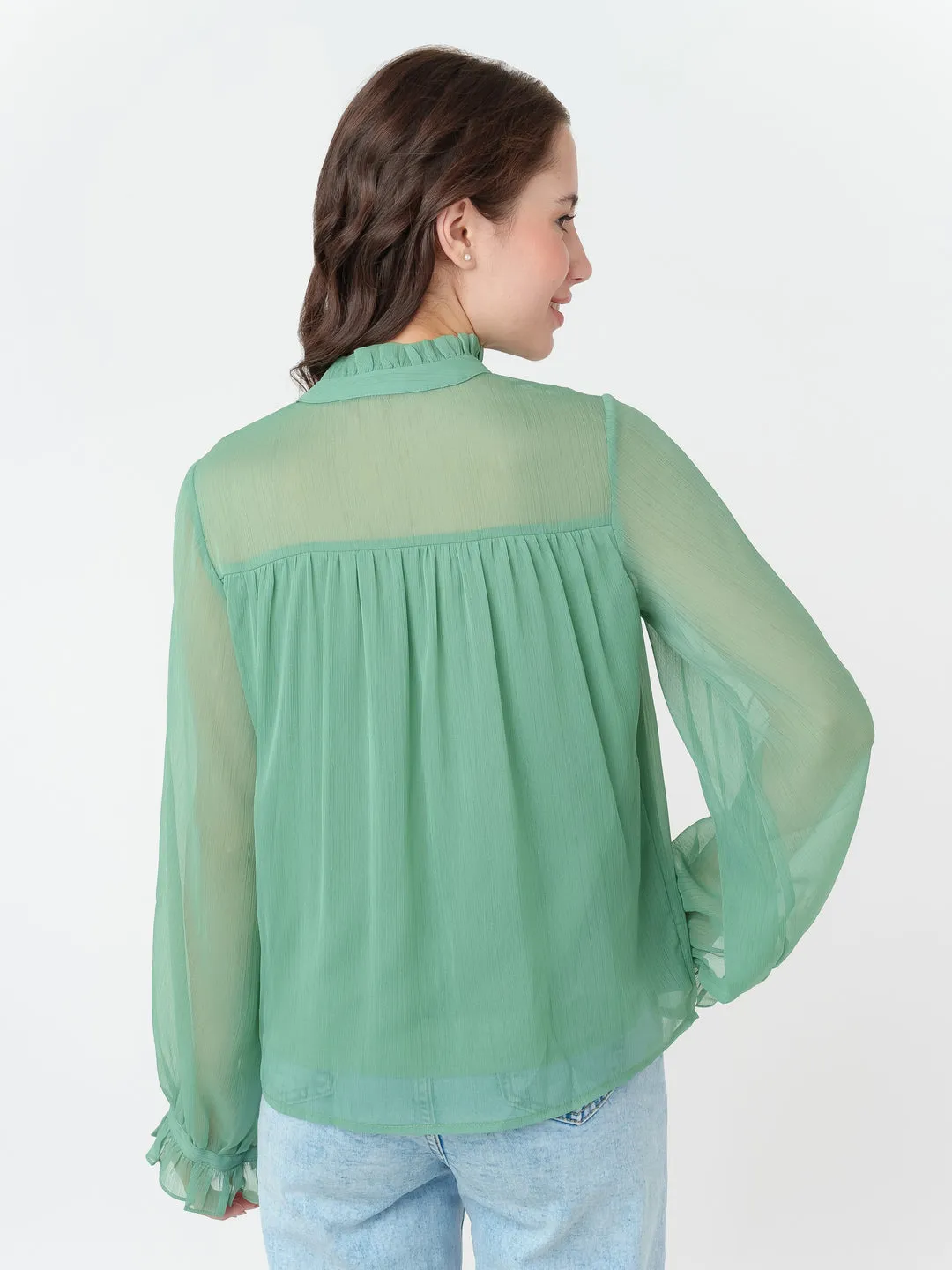 Green Solid Regular Top