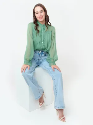 Green Solid Regular Top