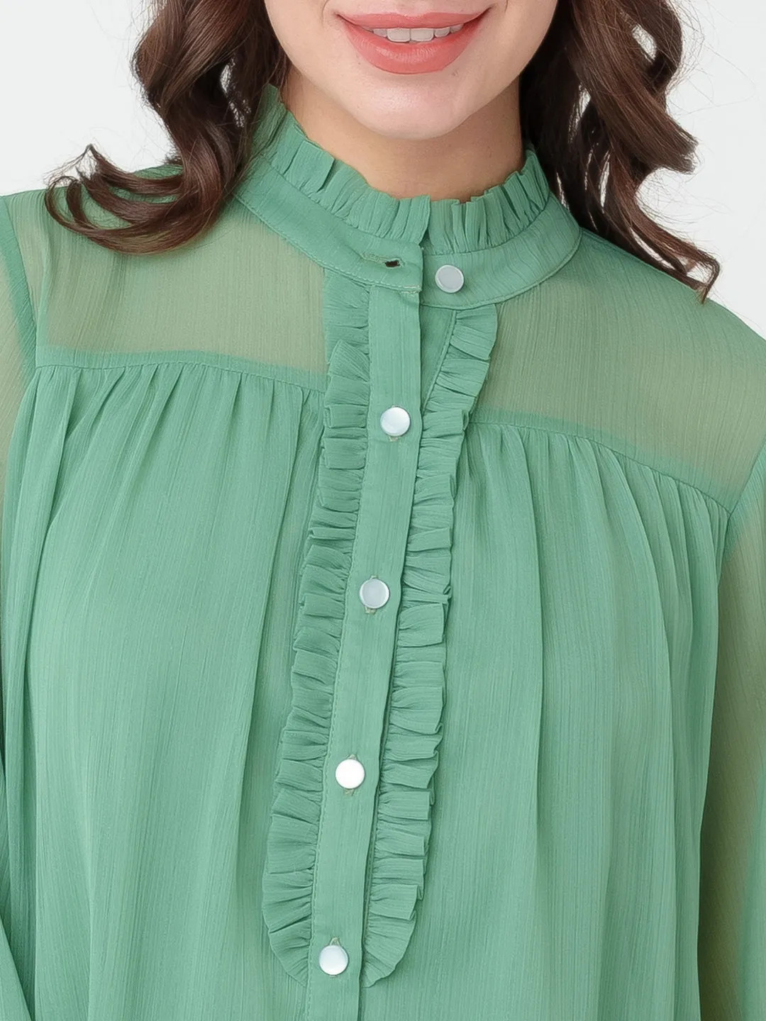 Green Solid Regular Top