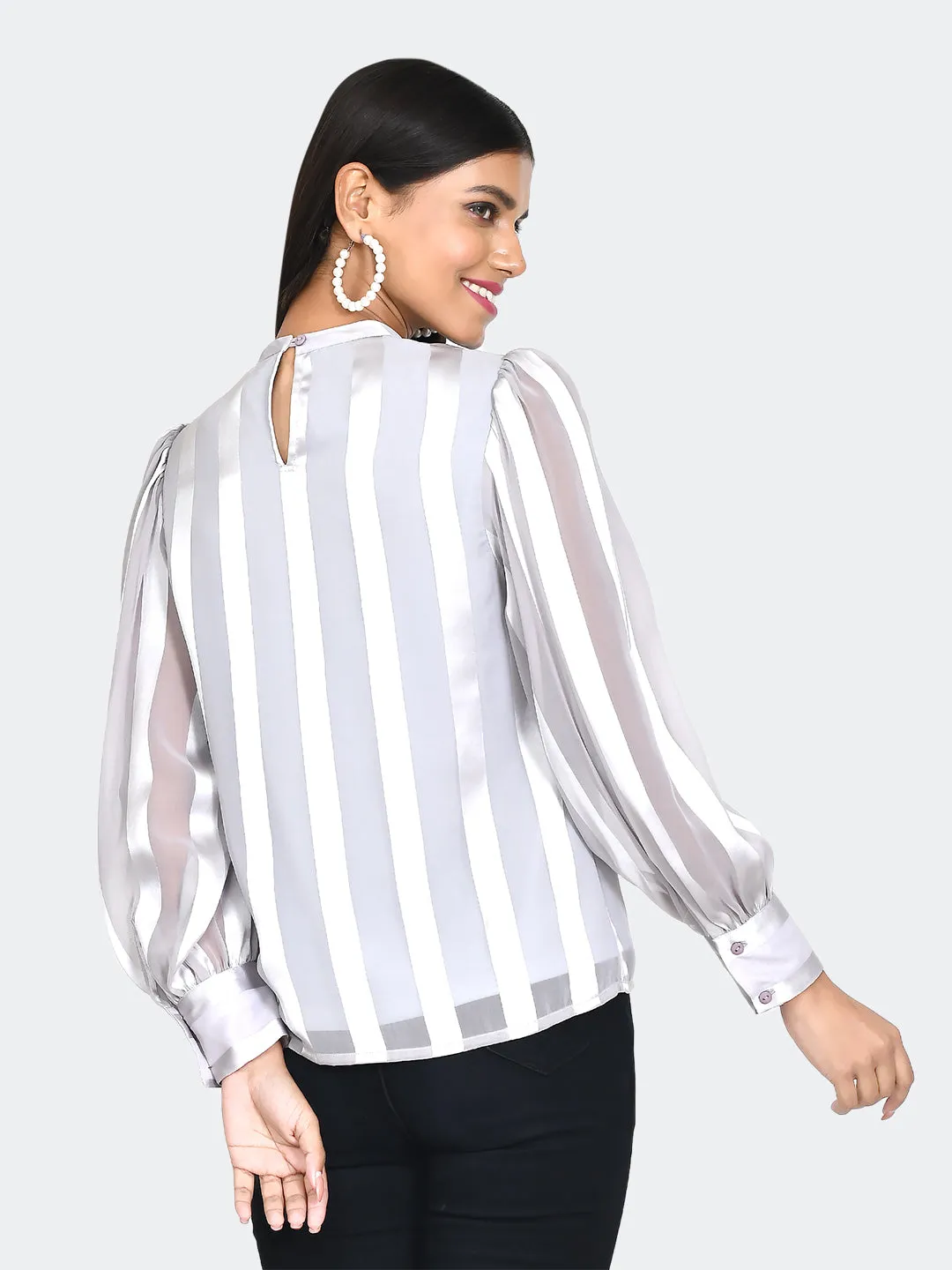 Grey Striped Top