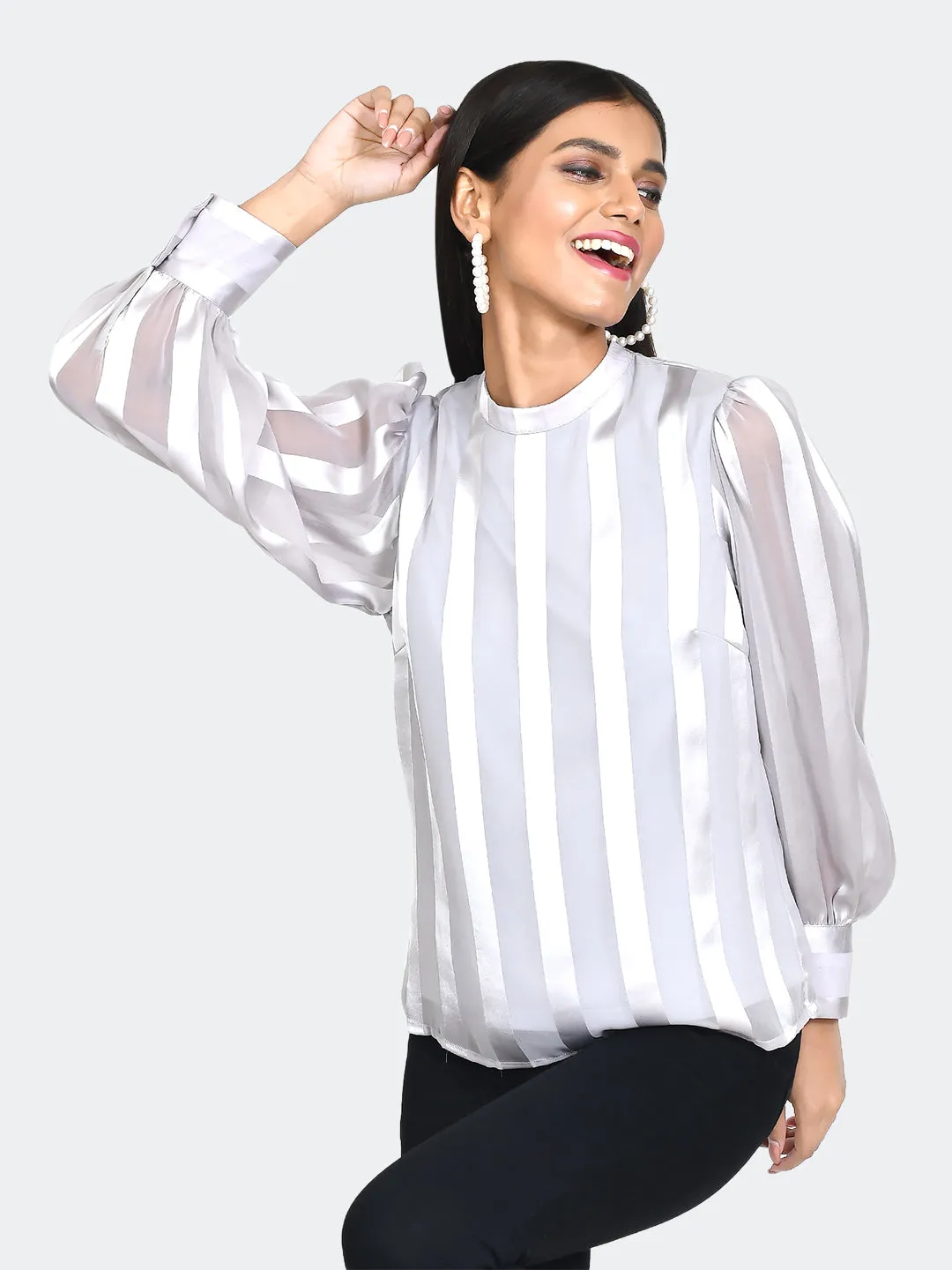 Grey Striped Top