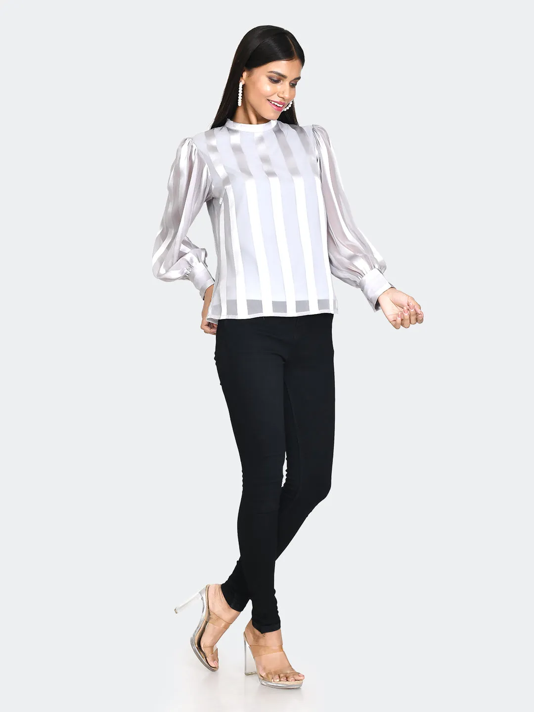 Grey Striped Top