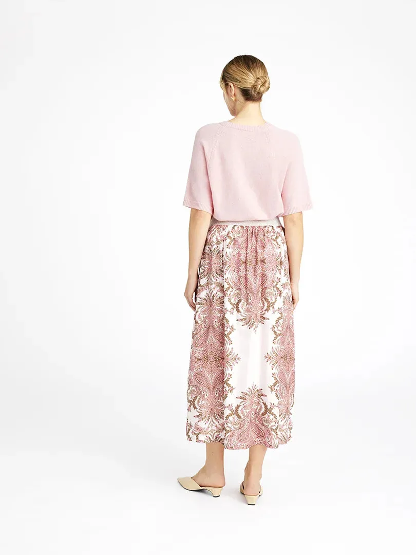 Gustav Pink Paisley Pleated Midi Skirt