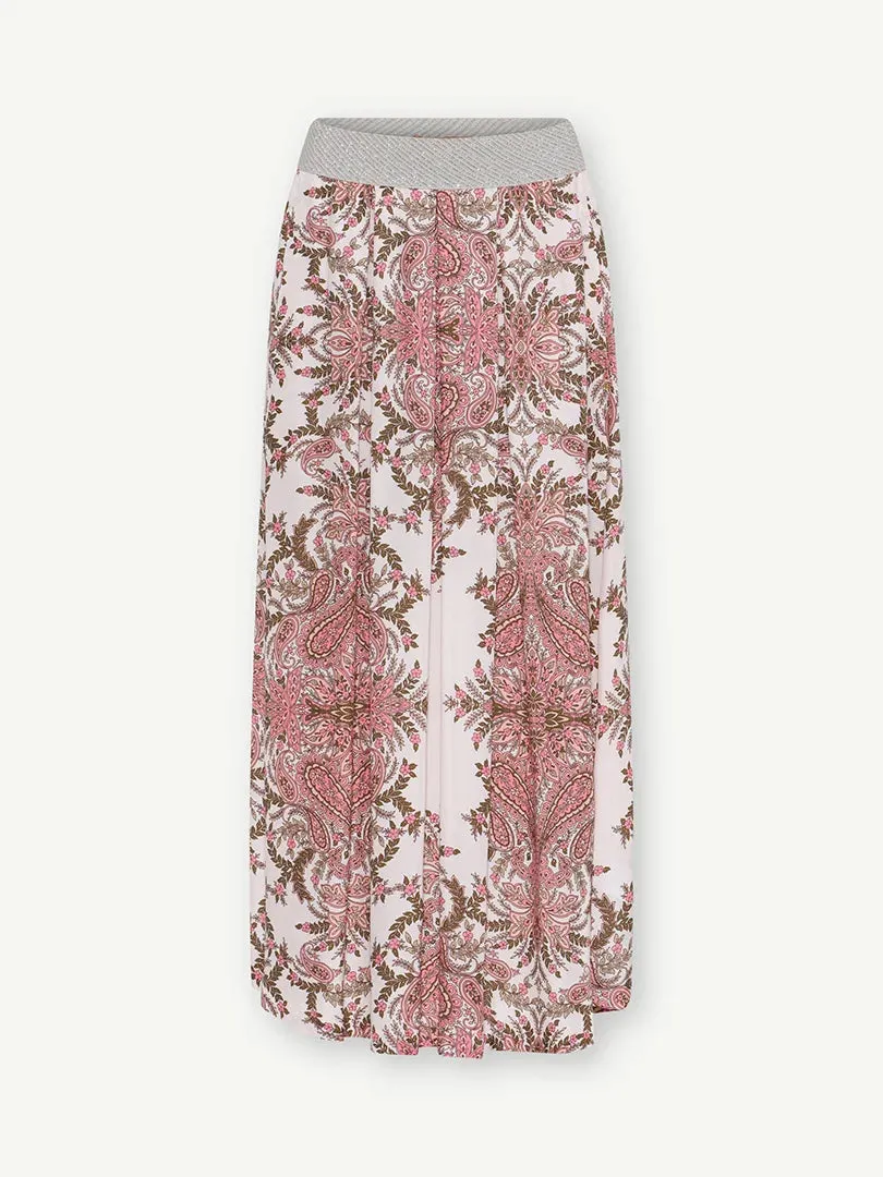 Gustav Pink Paisley Pleated Midi Skirt