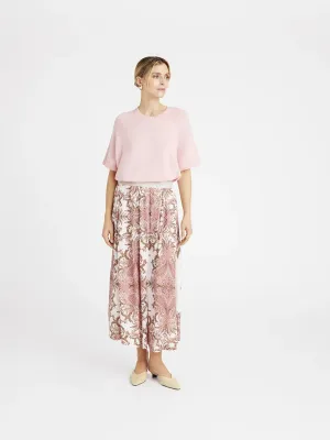 Gustav Pink Paisley Pleated Midi Skirt