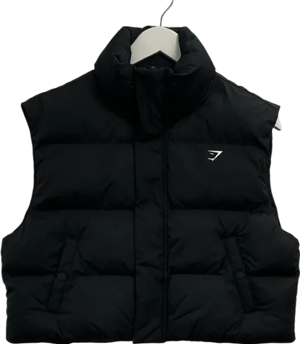 gymshark Black Cropped Midi Gilet UK S