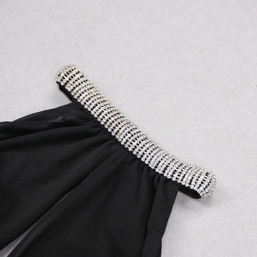 Halter Sleeveless Midi Drill Chain Bandage Dress HL8896