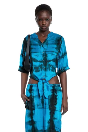 Hand-dyed Front-tie Top in Azure Xray