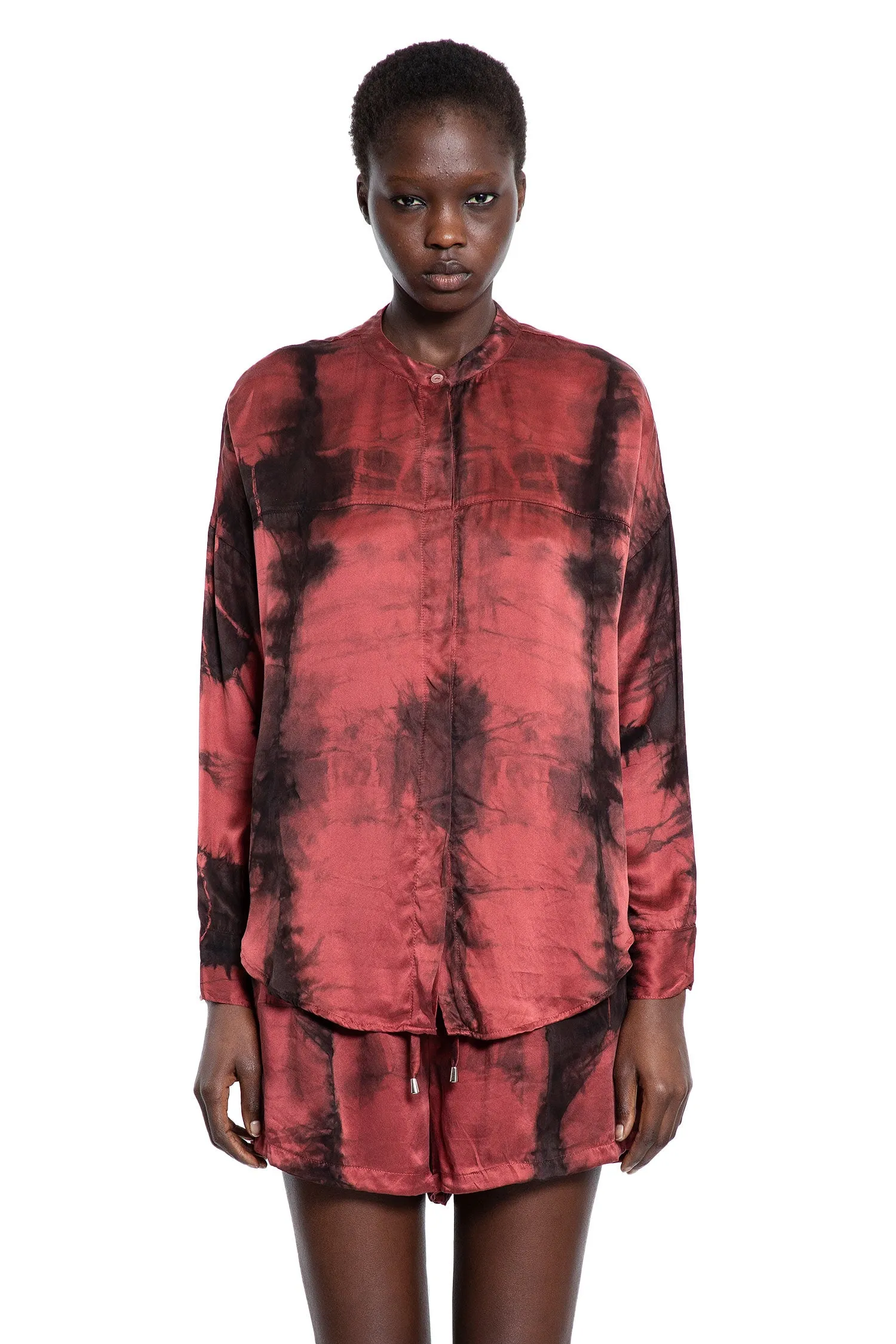 Hand-dyed Silk Blouse in Sundried Tomato