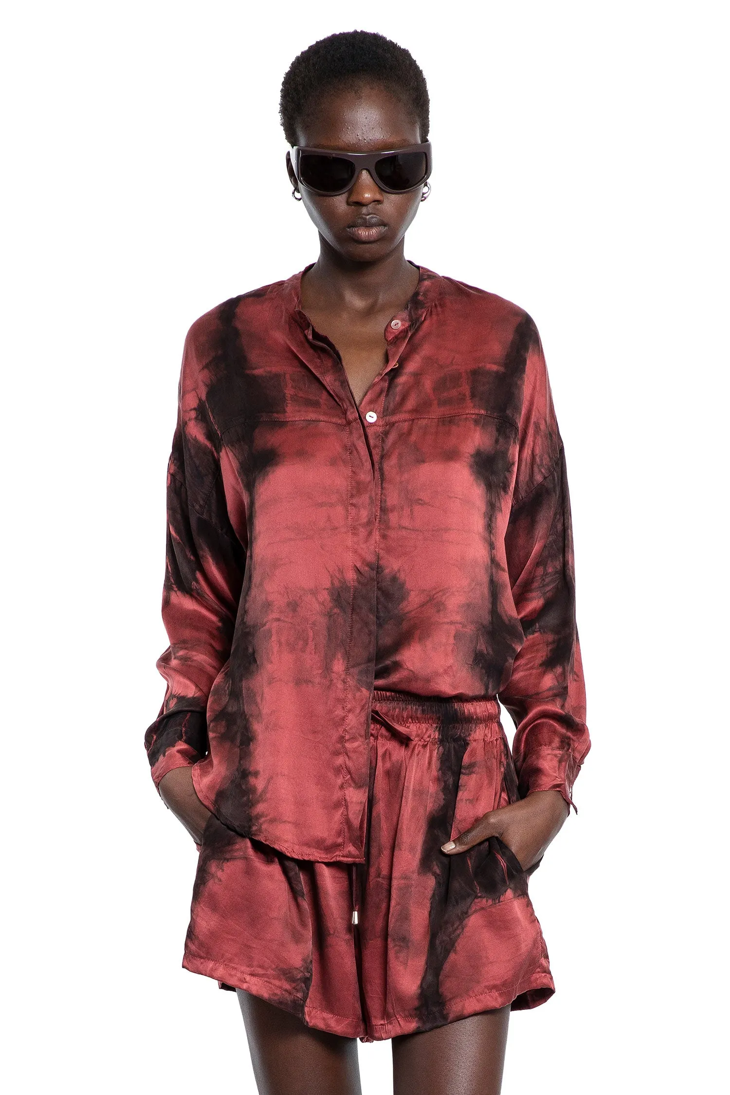 Hand-dyed Silk Blouse in Sundried Tomato
