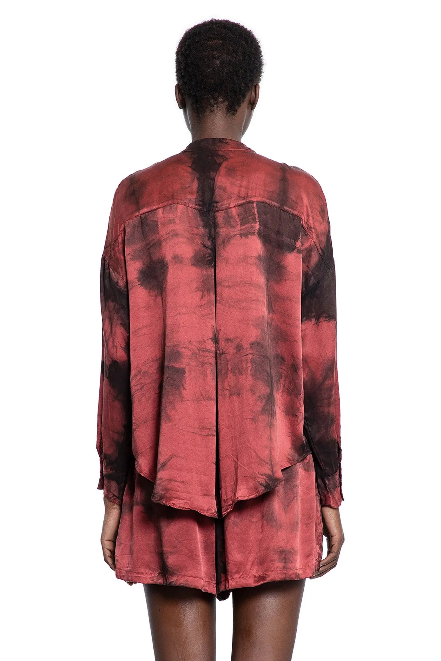 Hand-dyed Silk Blouse in Sundried Tomato