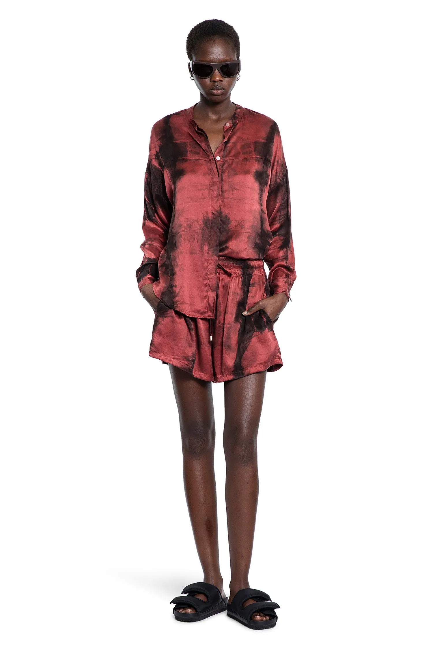 Hand-dyed Silk Blouse in Sundried Tomato