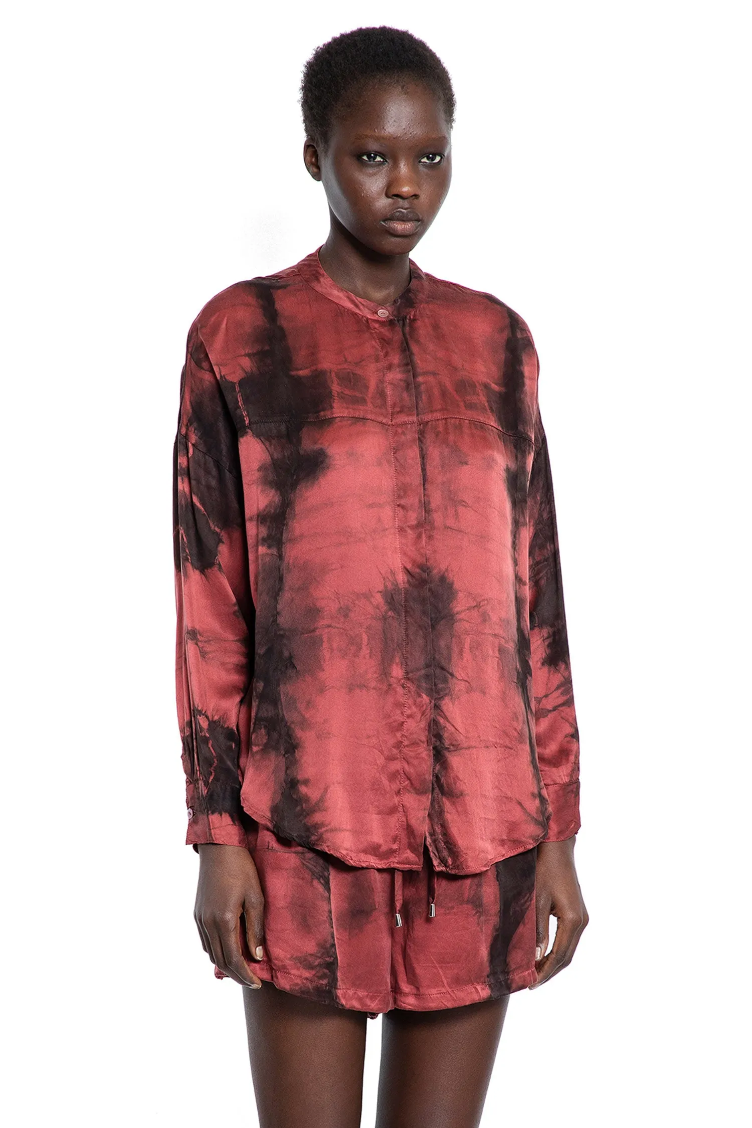 Hand-dyed Silk Blouse in Sundried Tomato