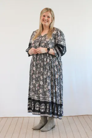 HAVEN CURVY FLORAL MIDI BABYDOLL DRESS