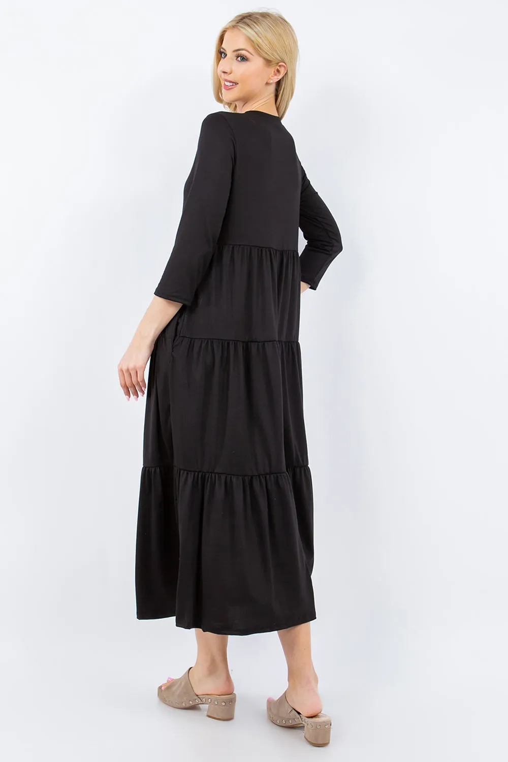Hazel Blues® |  Celeste Tiered Midi Dress with Pockets