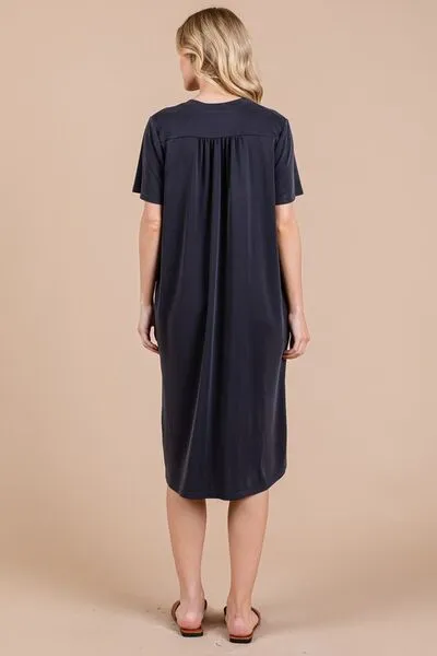 Hazel Blues® |  Ces Femme Side Slit Short Sleeve Midi Dress with Pockets