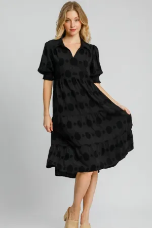 Hazel Blues® | Umgee Swiss Dot Jacquard Tiered Midi Dress