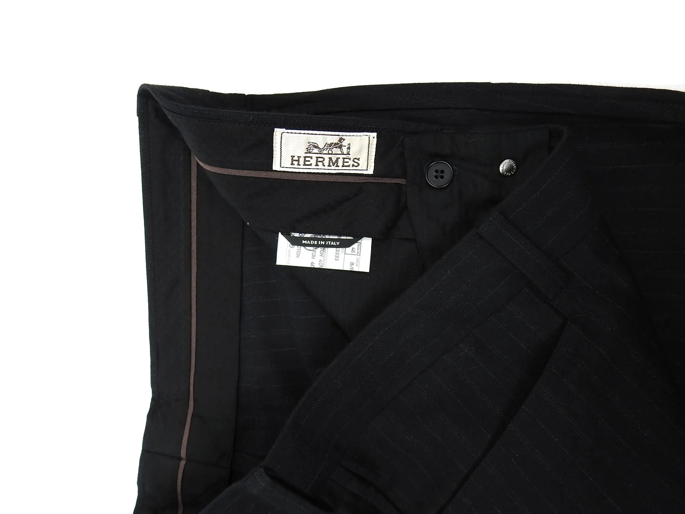 Hermes Black Striped Pants Size 34