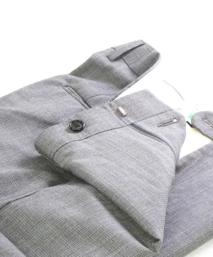 HICKEY FREEMAN - Gray Micro Check Wool Flat Front Dress Pants - 36W