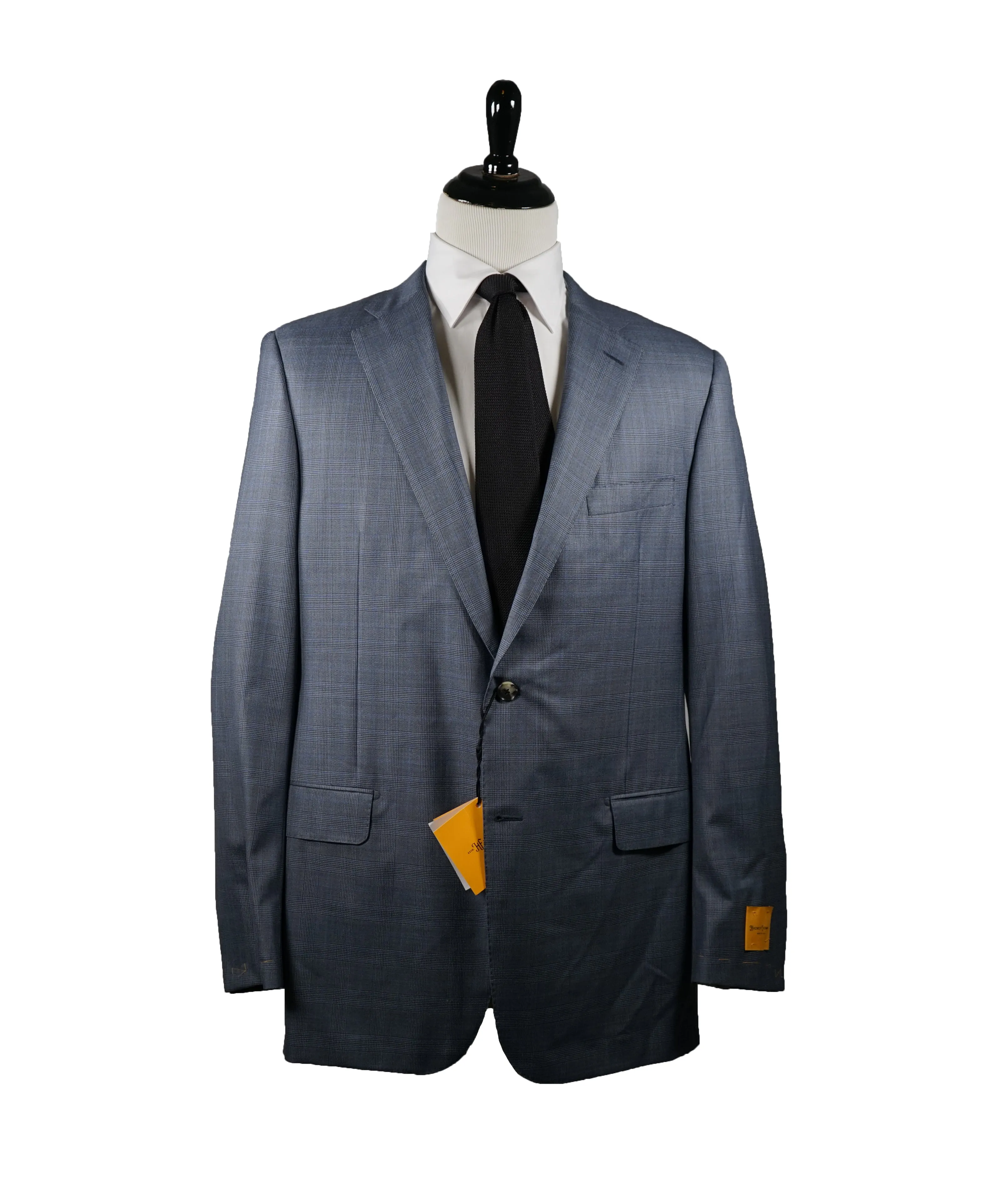 HICKEY FREEMAN / LORO PIANA - Super 150’s Wool/Silk Medium Blue Plaid - 38R