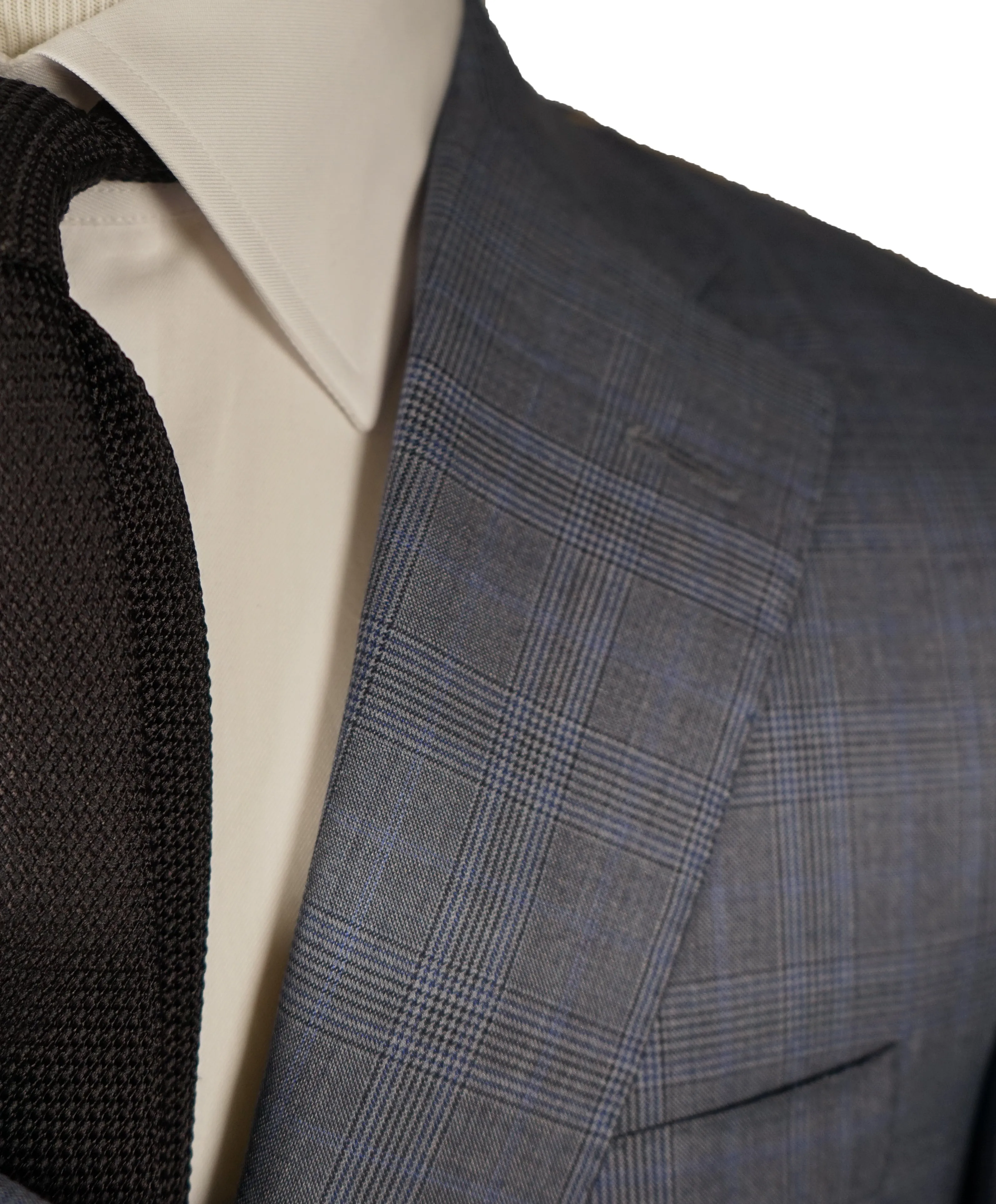 HICKEY FREEMAN / LORO PIANA - Super 150’s Wool/Silk Medium Blue Plaid - 38R
